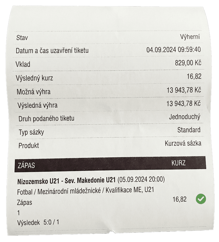 Real betting ticket